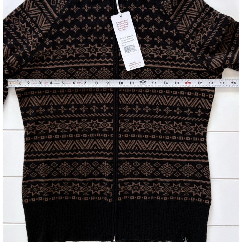 Krimson Klover Nordic Fair Isle Full Zip Yorkshire Sweater Jacket Black Brown M - Picture 11 of 12